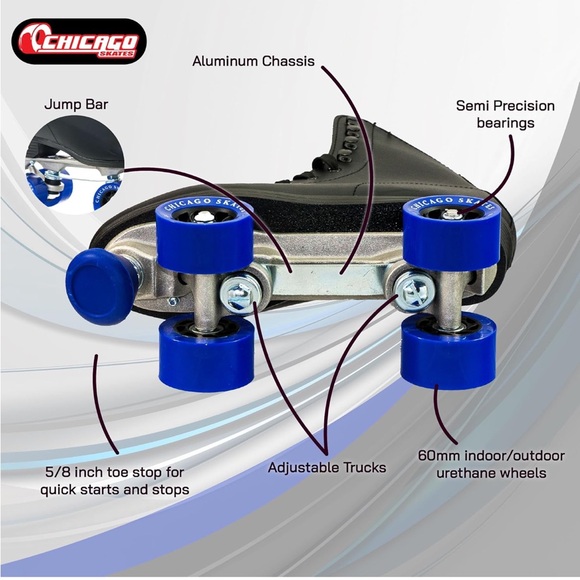 CHICAGO Skates Black Quad Roller Adjustable High Top Design Indoor Outdoor - Picture 15 of 16